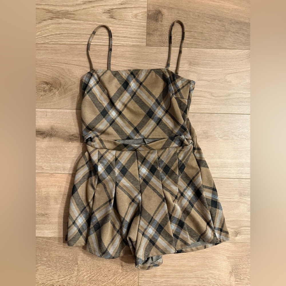 Windsor Plaid Jumpsuit in Brown and Black